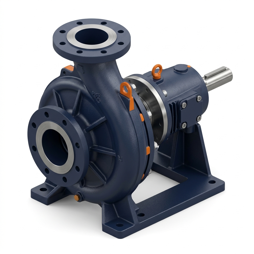 Modelo técnico 3D isométrico de bomba centrífuga industrial